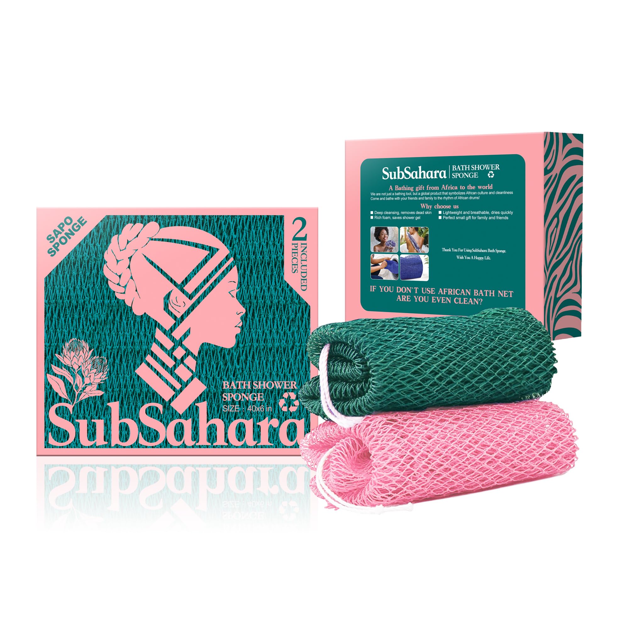 SubSahara Authentic African Net Sponge knots close-up for gentle exfoliation during showers