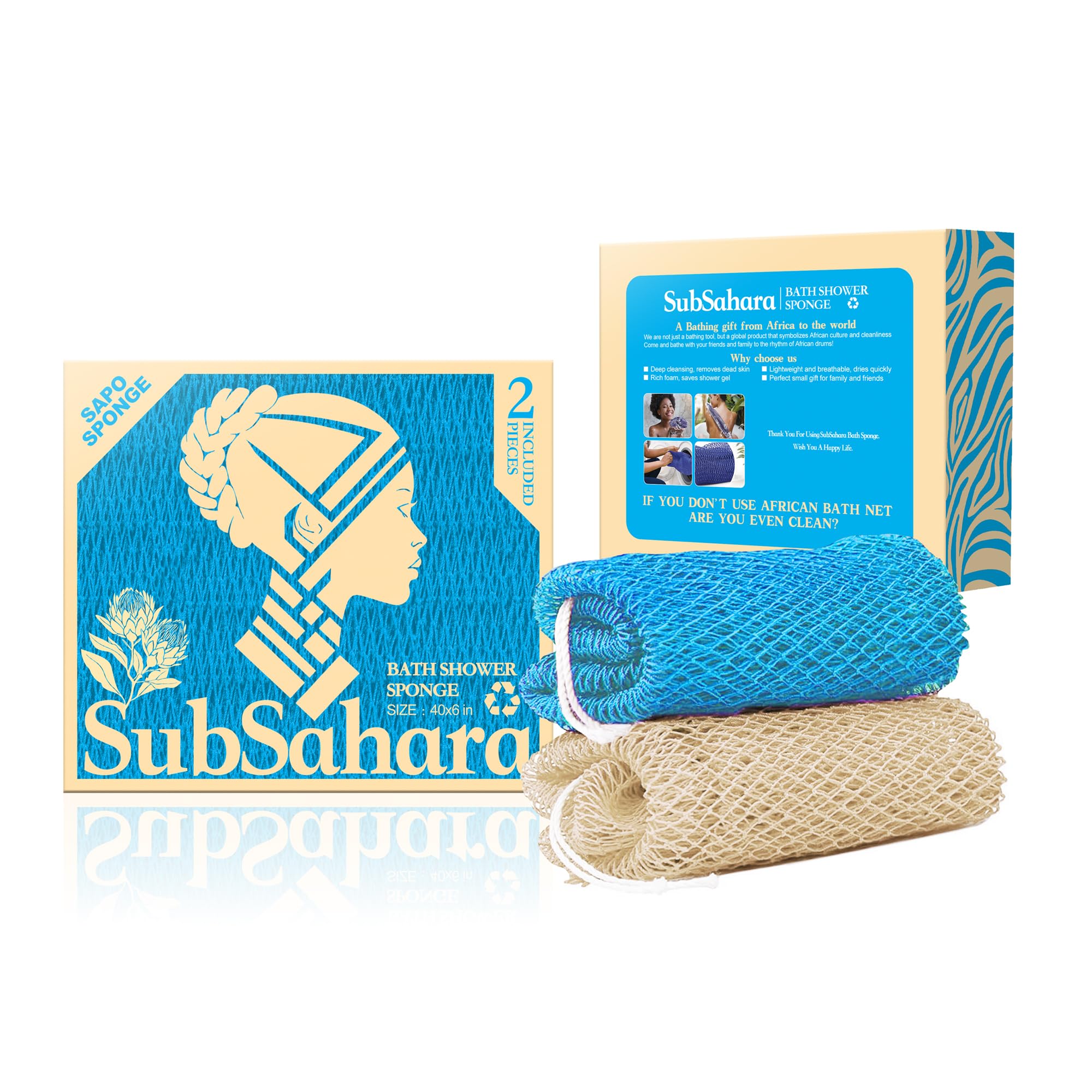 SubSahara authentic african net sponge knots closeup highlighting gentle exfoliation and durability