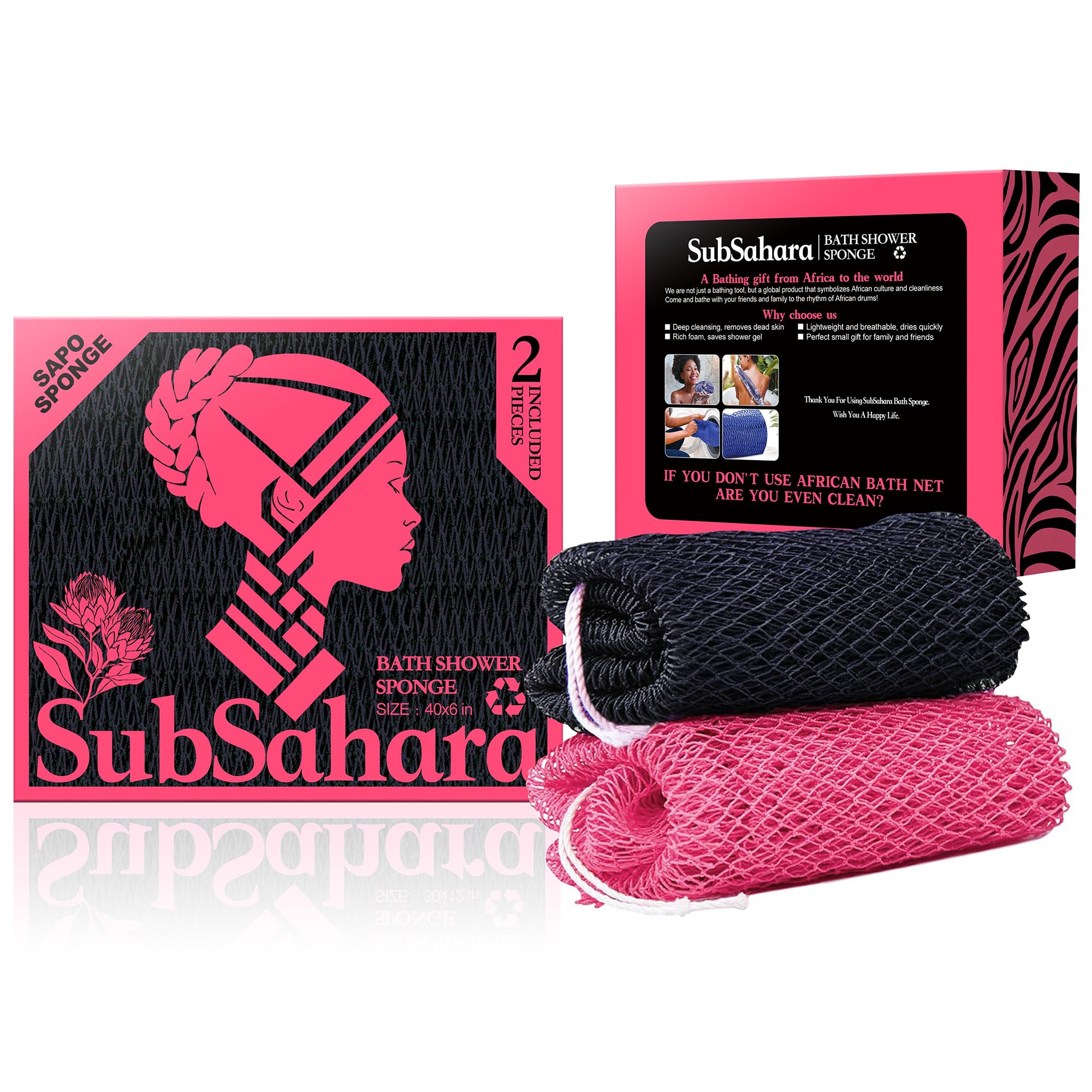 SubSahara authentic African net sponge knots closeup for gentle exfoliation across skin types