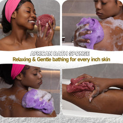 SubSahara net sponge lathering action highlights rich foam for daily cleansing.
