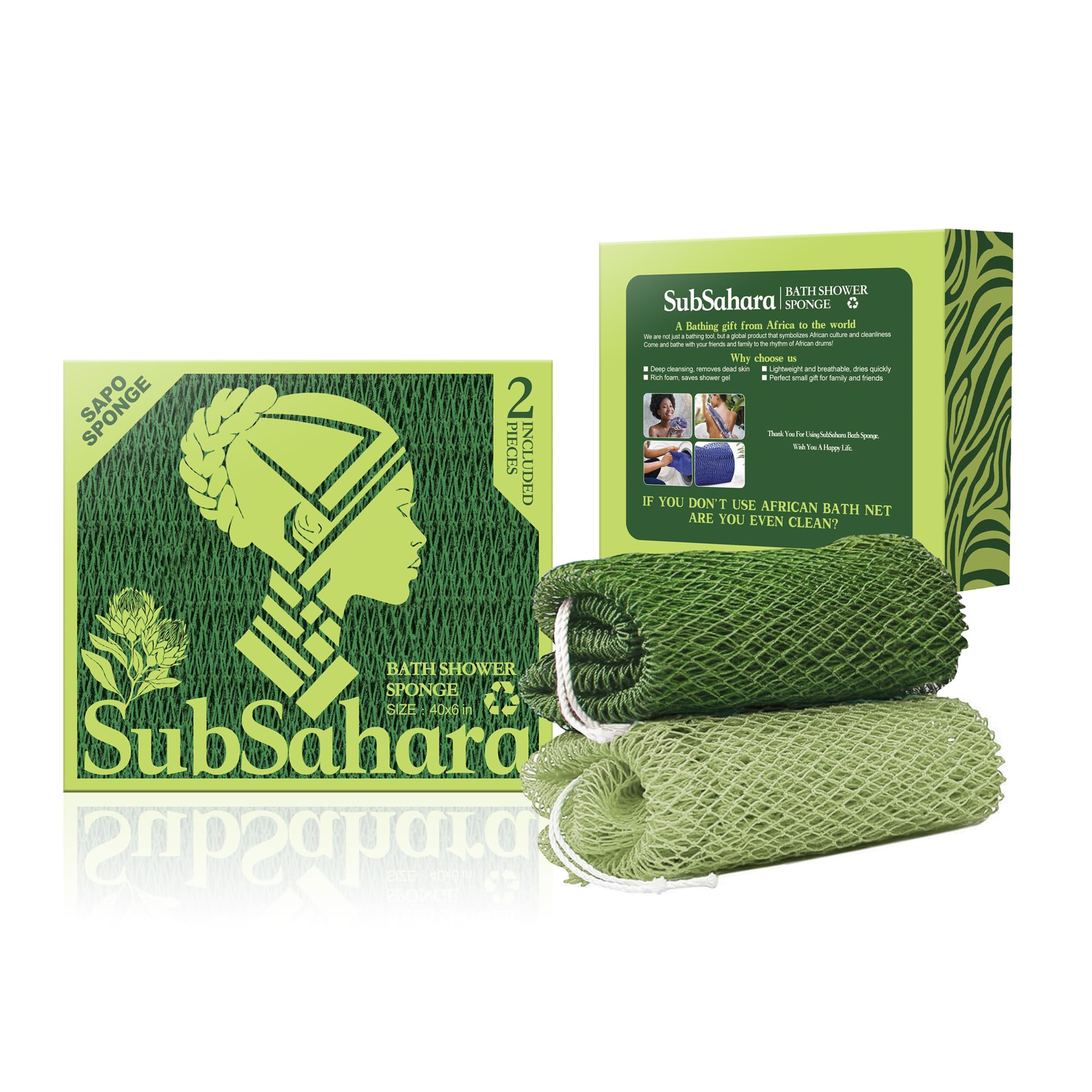 SubSahara olive green and light green sponge colorway complements daily cleansing ritual.
