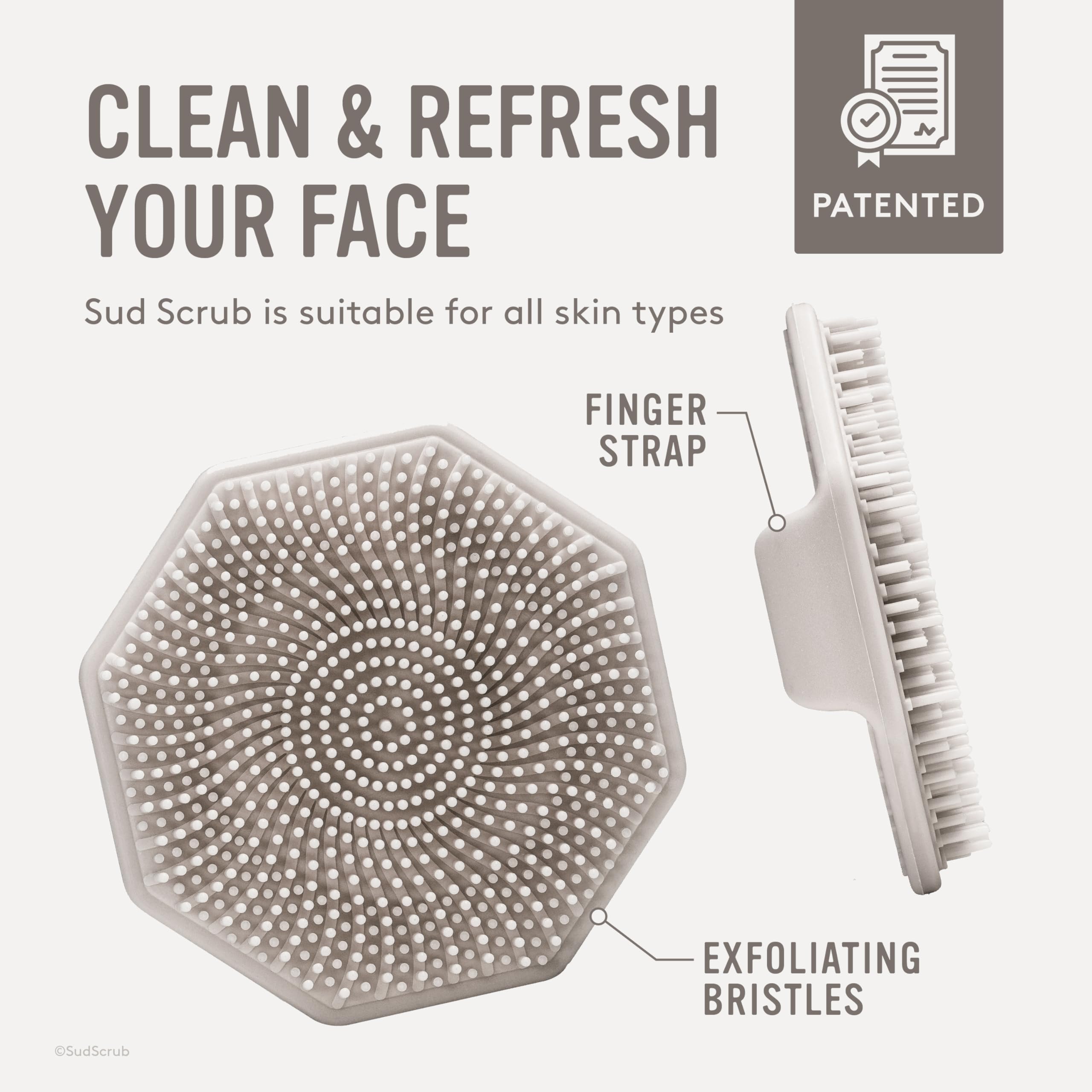 Sud Scrub antimicrobial silicone face scrubber eco-friendly material supports plastic-free routines