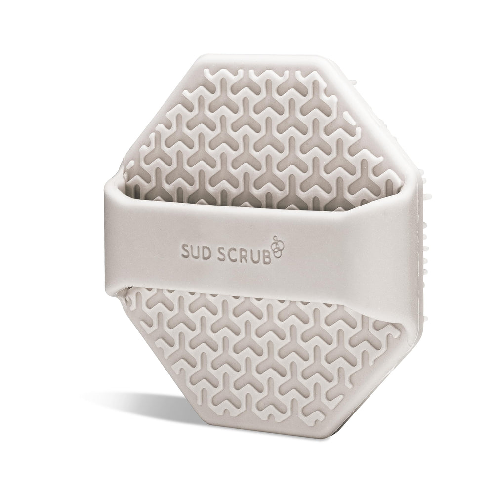 Sud Scrub antimicrobial silicone face scrubber packaging is recyclable, reducing waste