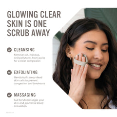 Sud Scrub antimicrobial silicone face scrubber textured grip enables non-slip exfoliation