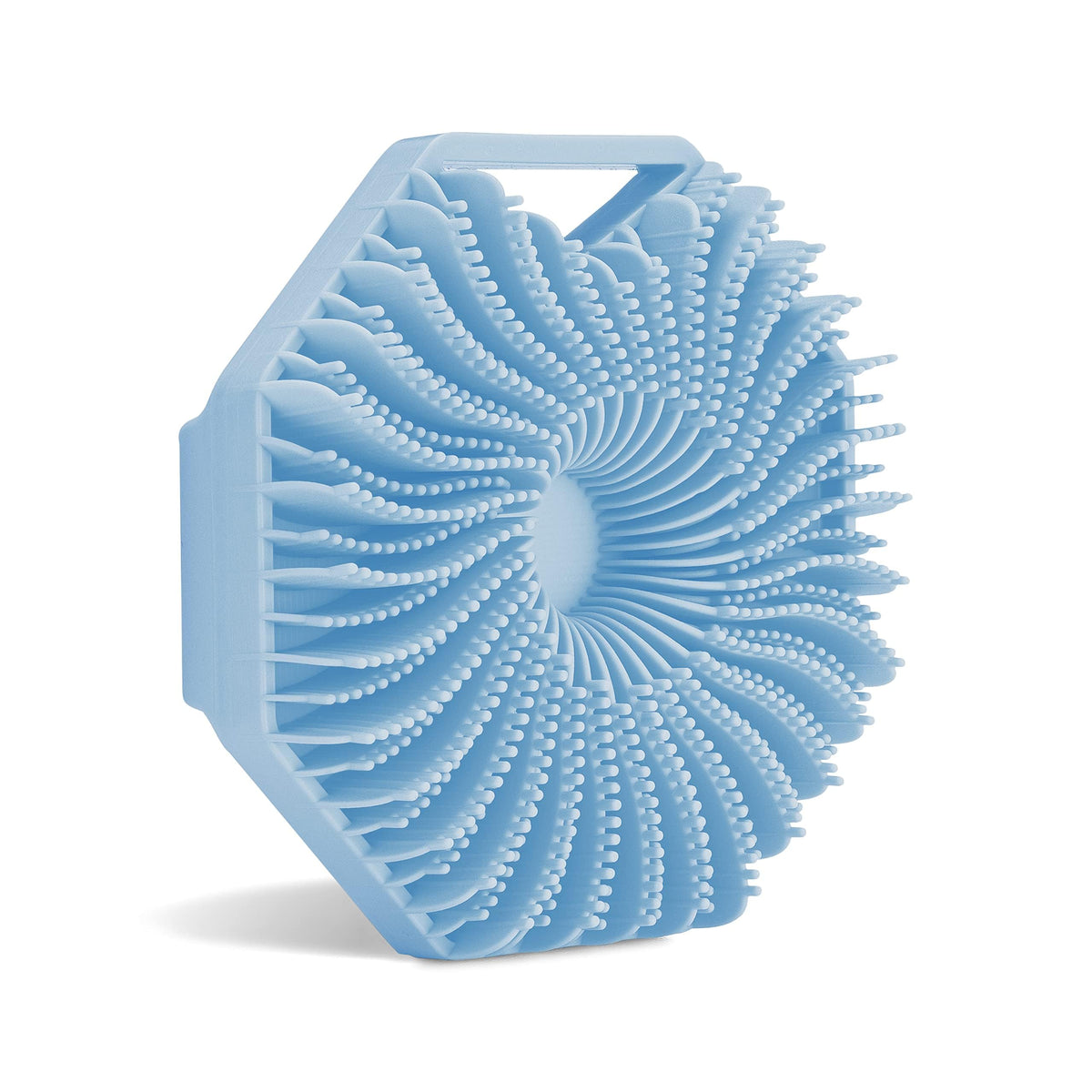 Sud Scrub antimicrobial silicone body scrubber with blue strap for odor resistance