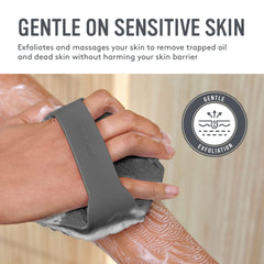 Sud Scrub charcoal exfoliation fins for gentle skin smoothing.