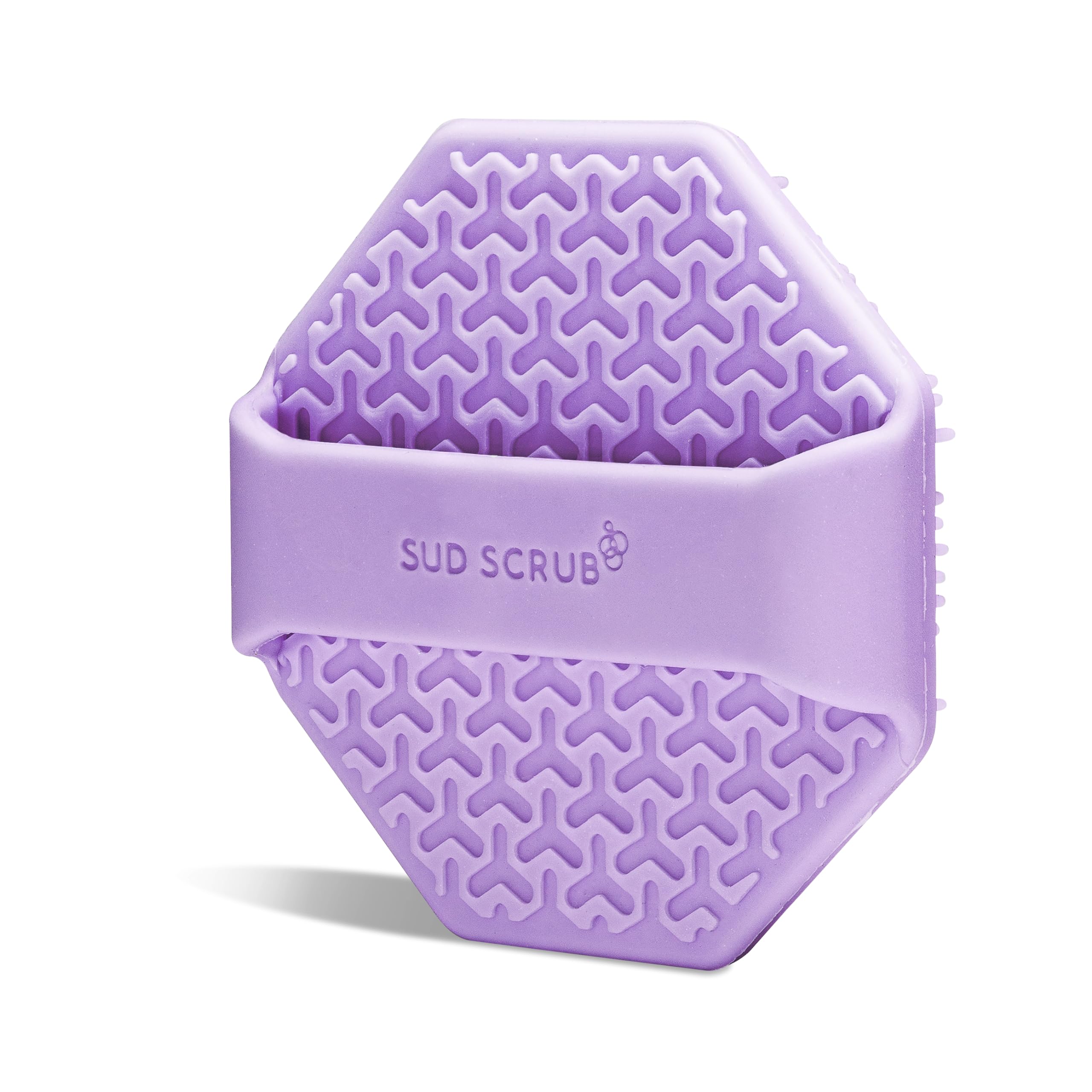 Sud Scrub durable food-grade silicone illustration highlights long-lasting cleansing tool.