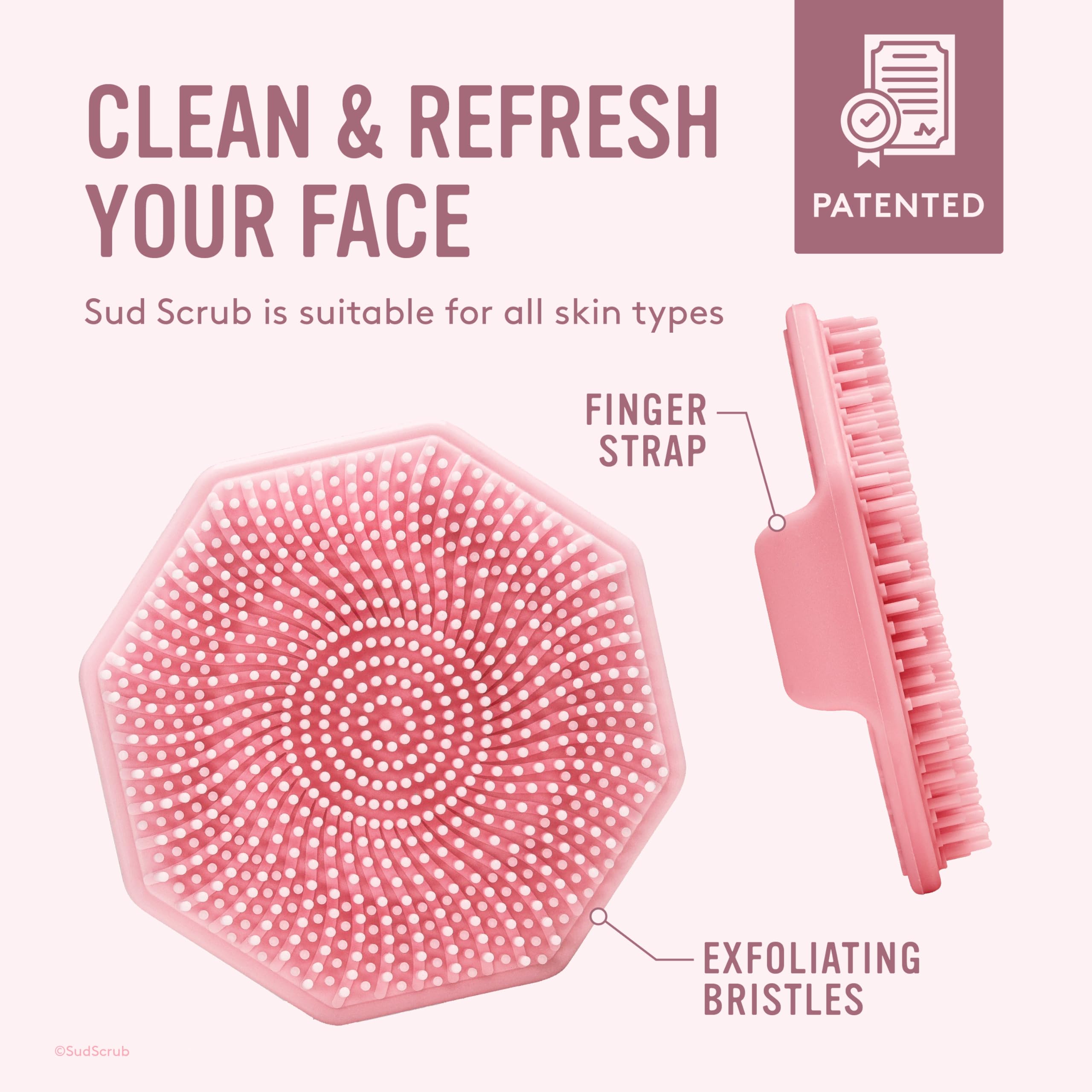 Sud Scrub eco-friendly plastic-free packaging in pink supporting sustainable swaps.
