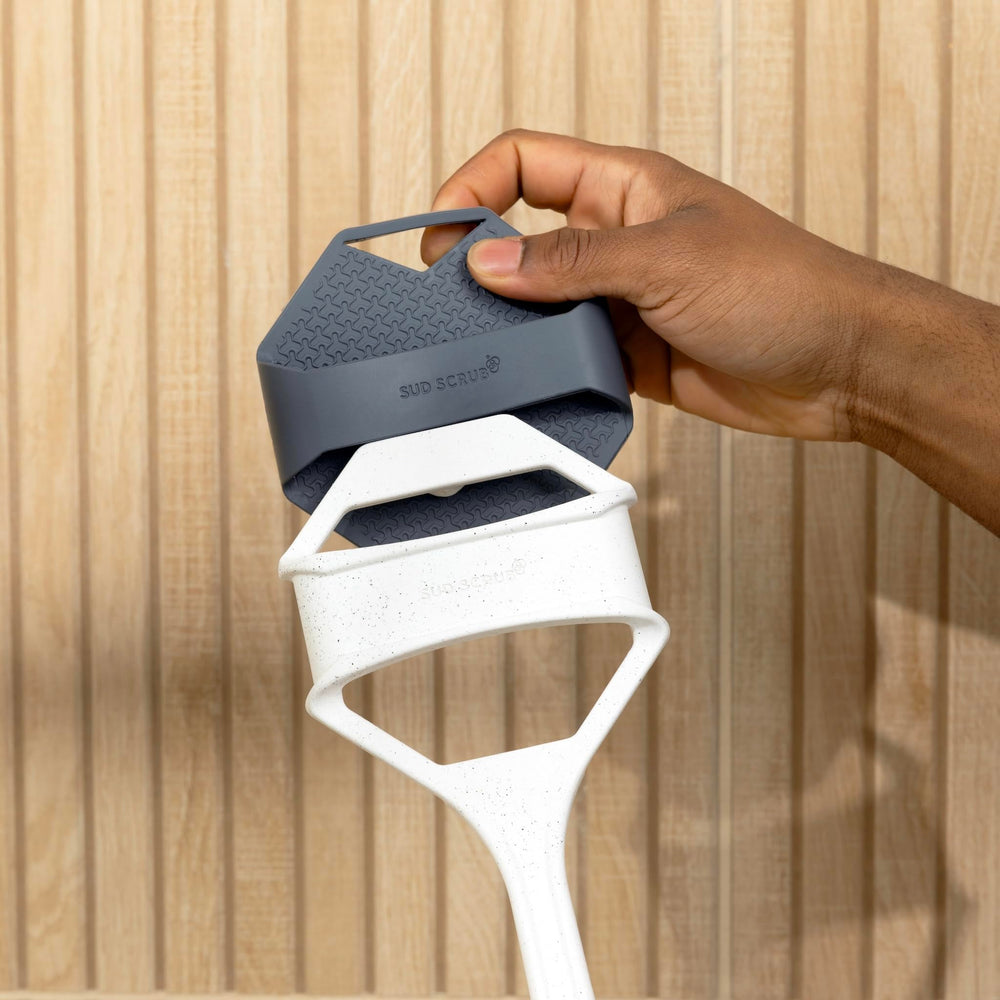 Sud Scrub Extender Handle packaging emphasizes eco-friendly hemp polymer