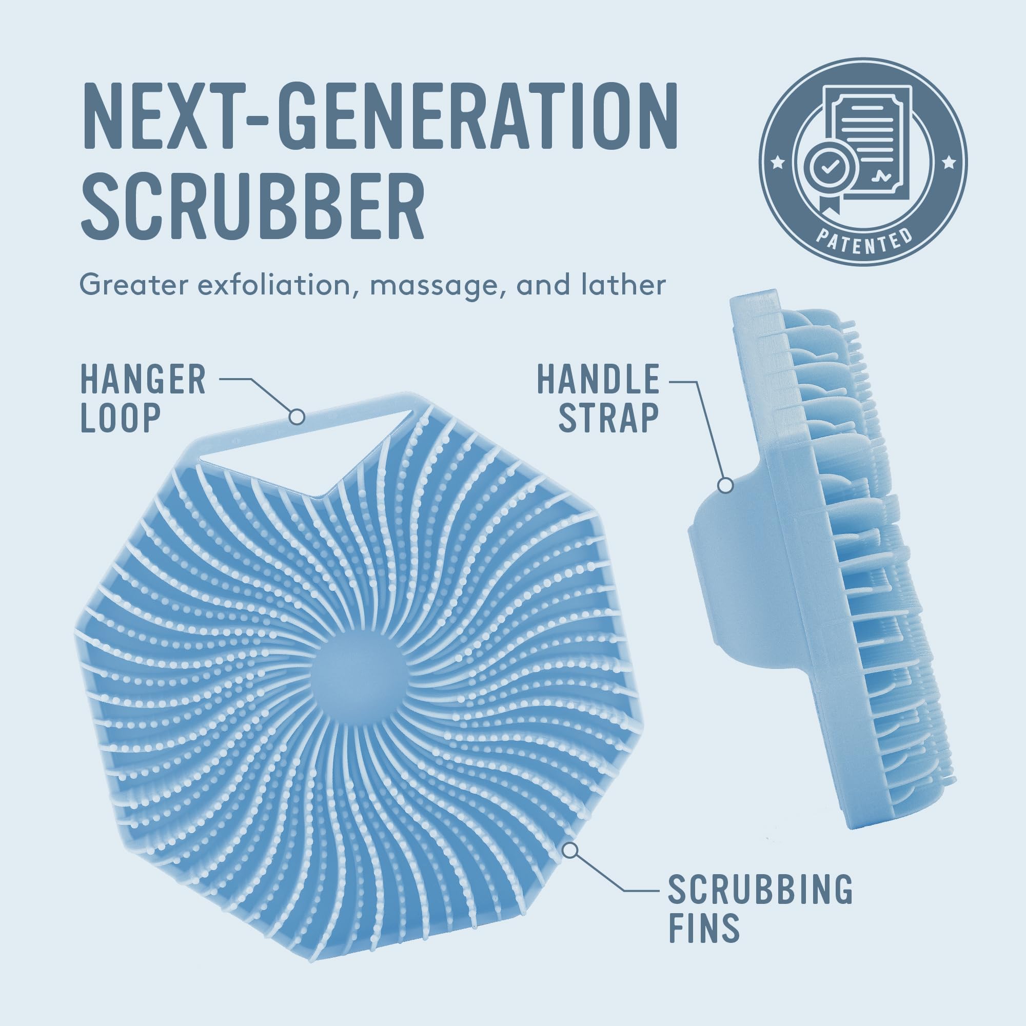 Sud Scrub non-slip grip with snug strap keeps it secure during scrubbing
