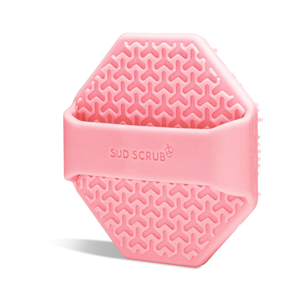 Sud Scrub pink face brush ideal for sensitive acne-prone and oily skin routines.
