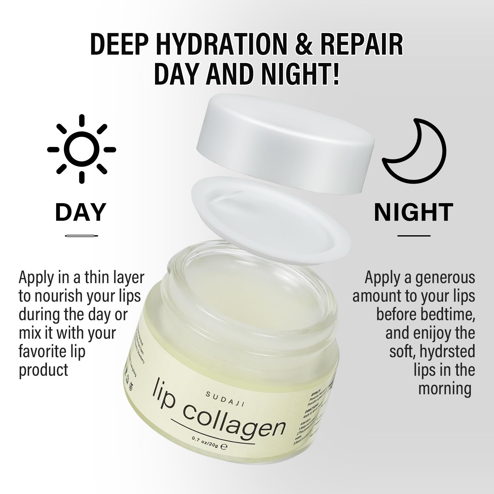 SUDAJI collagen hydration boost indicates intensified moisture retention.