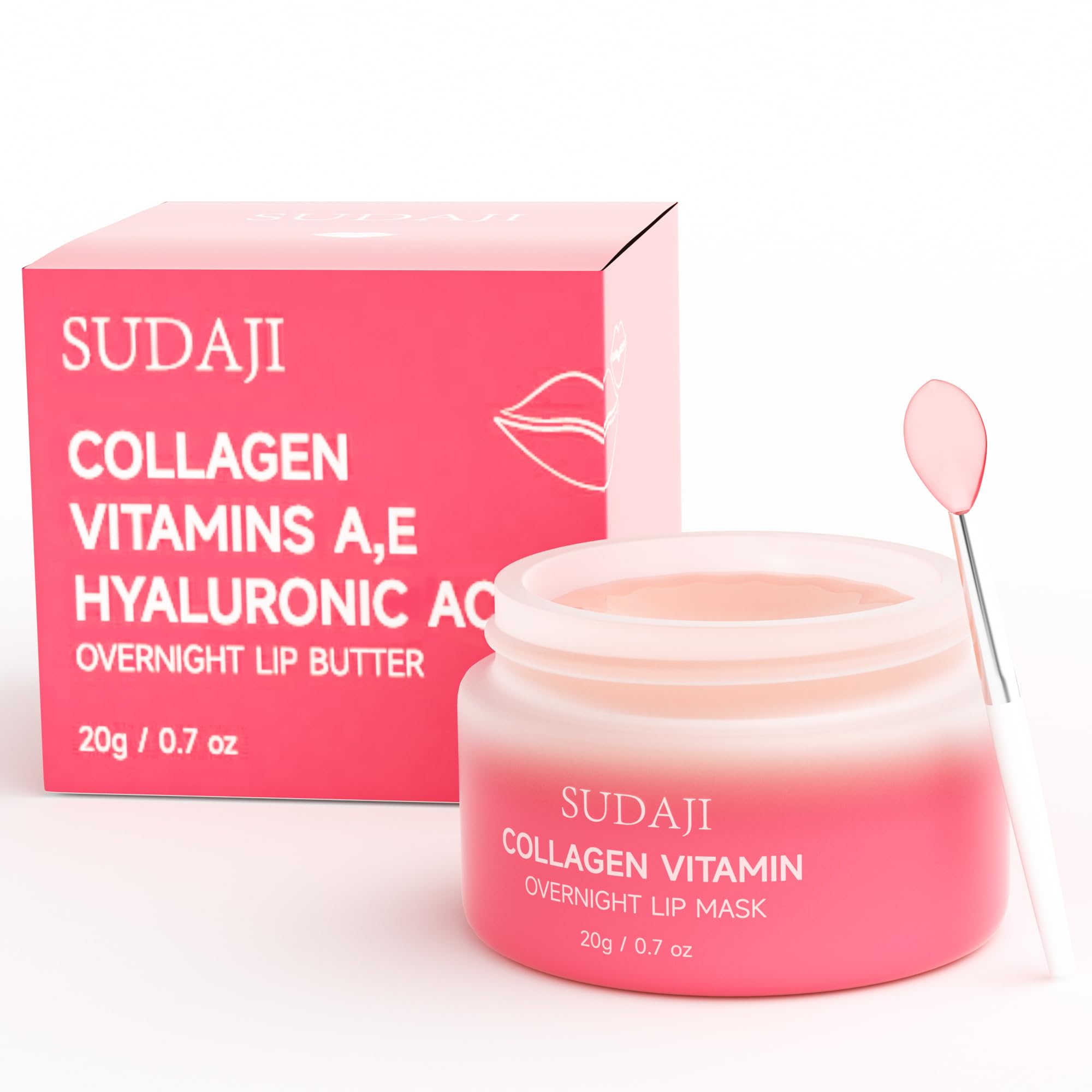 SUDAJI packaging back view highlights 0.7 oz lip nourishment
