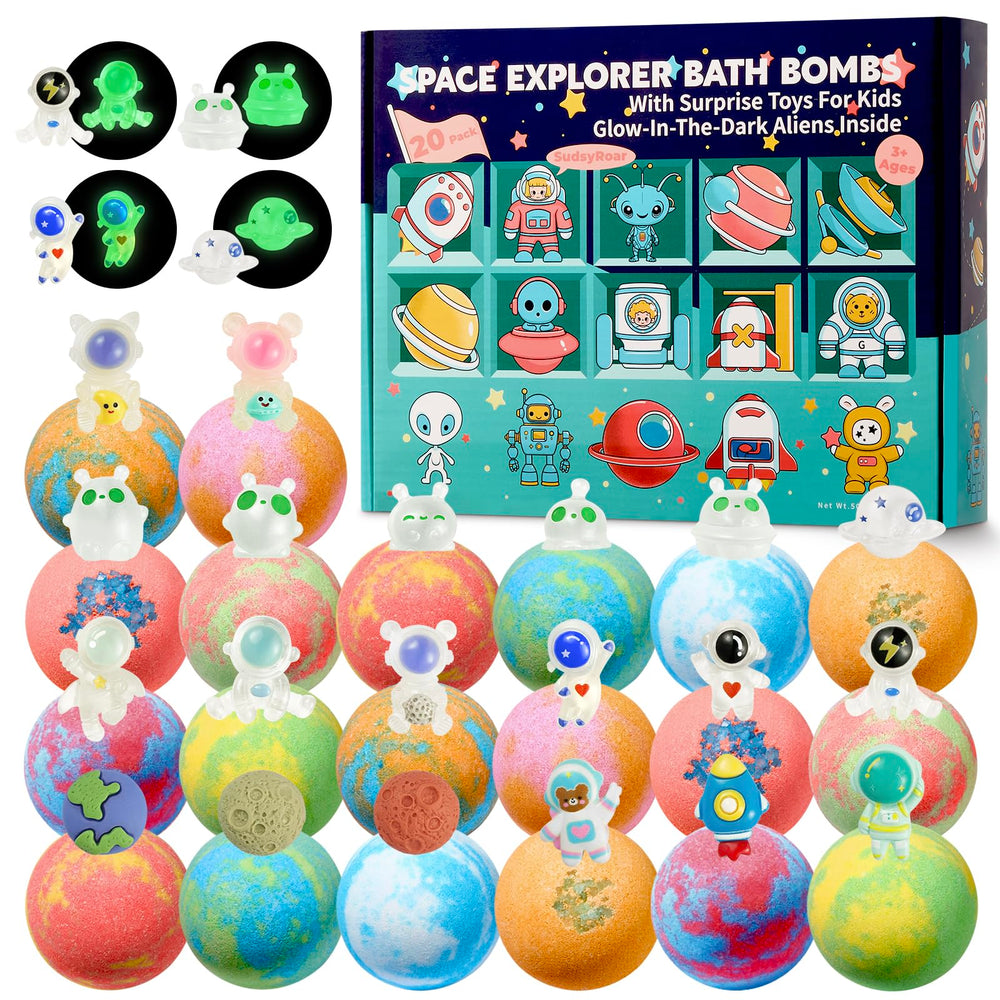 SudsyRoar Galaxy Bath Bombs reveal a surprise toy for imaginative bath-time missions.