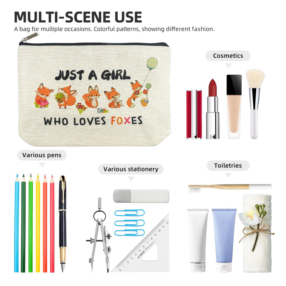 Suemetic Fox Makeup Bag size dimensions displaying roomy capacity for cosmetics