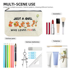 Suemetic Fox Makeup Bag size dimensions displaying roomy capacity for cosmetics