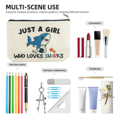 Suemetic shark gifts makeup bag canvas texture, durable everyday use.