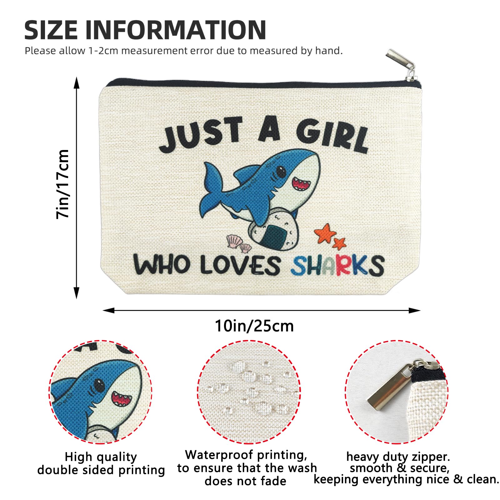 Suemetic shark gifts makeup bag folded compact, easy to carry.