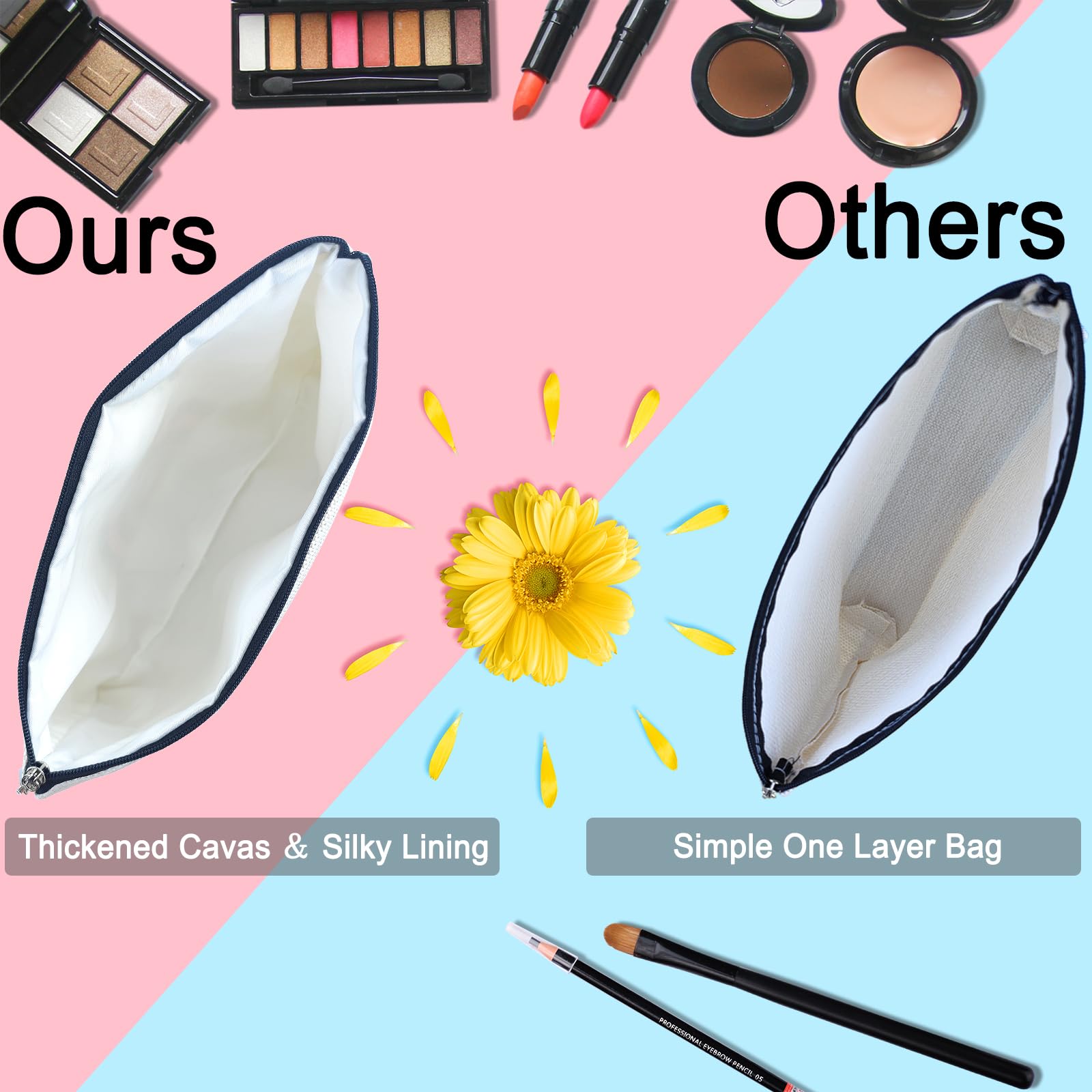 Suemetic shark gifts makeup bag interior space for cosmetics.