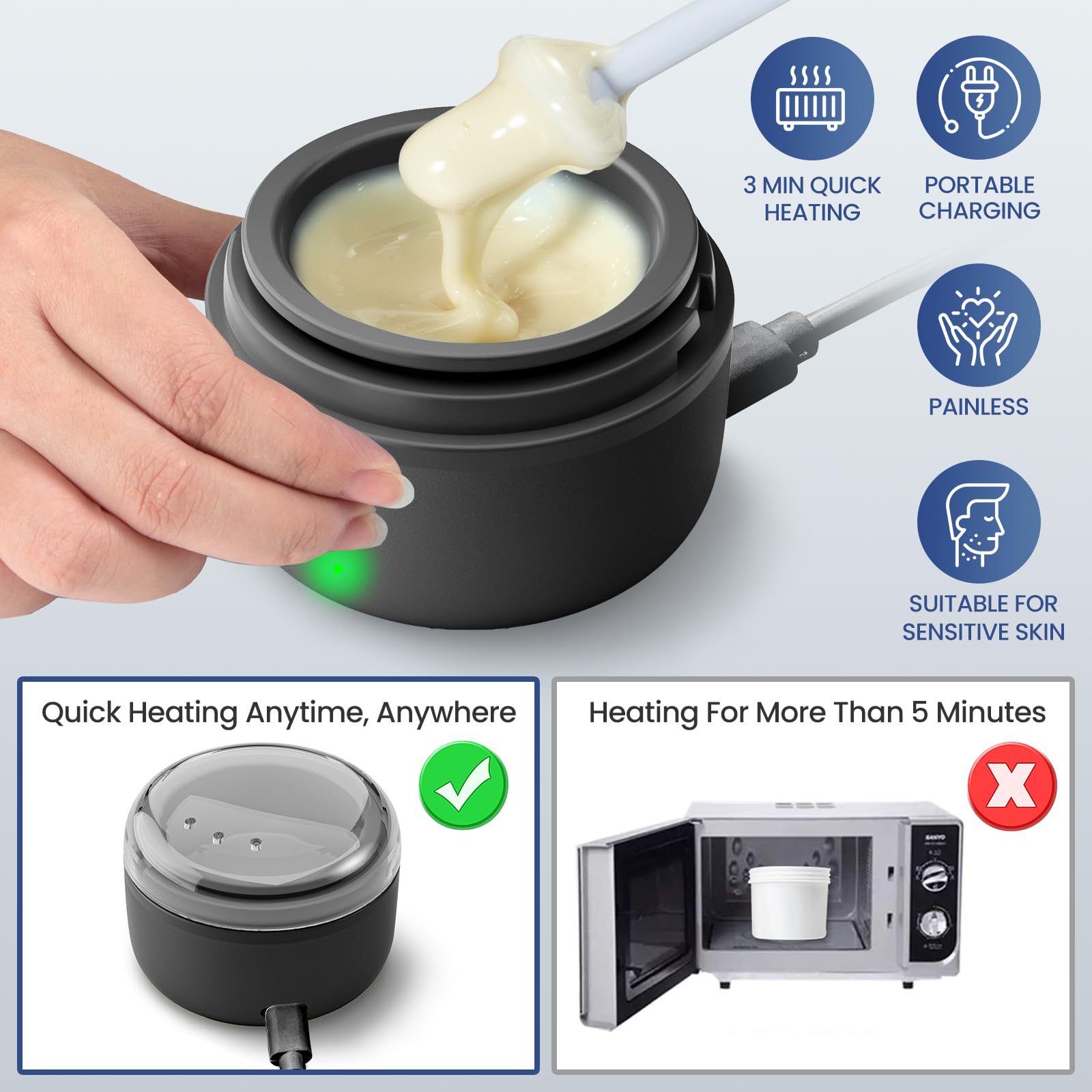 Suerbeauty nose-wax-kit USB heating enables fast, controlled warmth.