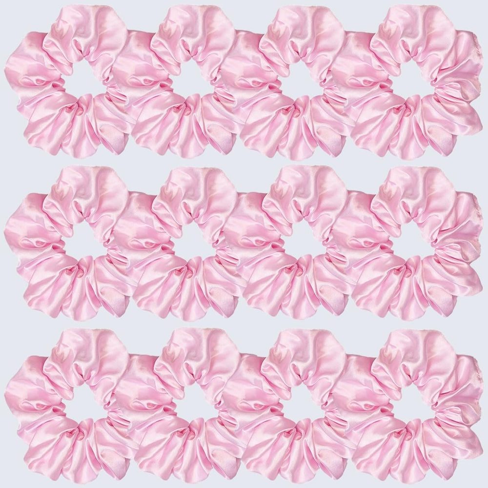Sufermoe 12-pack satin scrunchie light pink for outfits