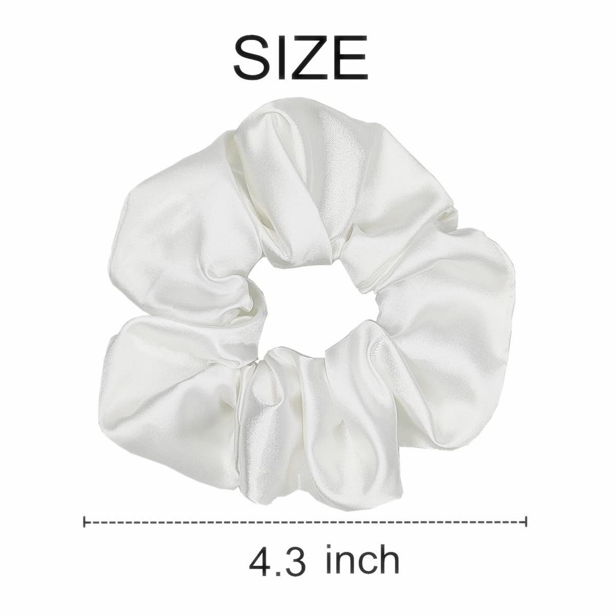 Sufermoe satin scrunchies white closeup texture—smooth shine with low-friction feel.