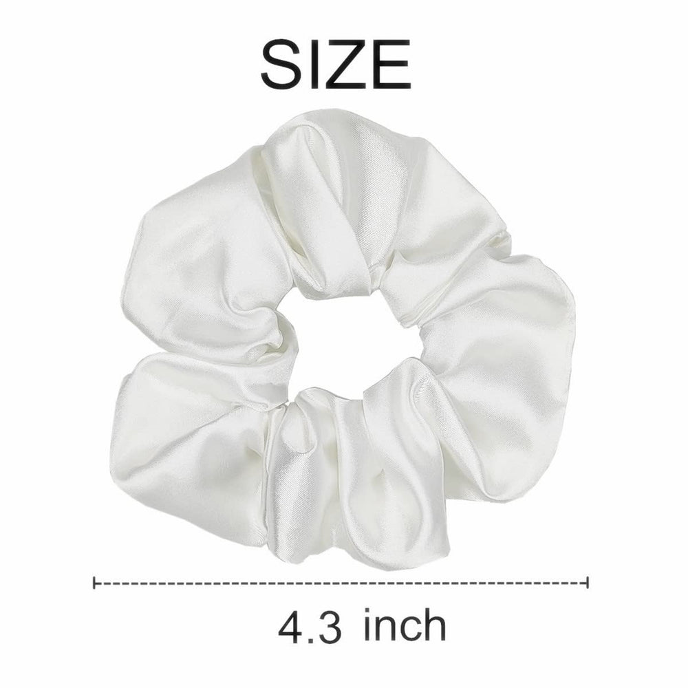 Sufermoe satin scrunchies white closeup texture—smooth shine with low-friction feel.