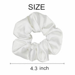 Sufermoe satin scrunchies white closeup texture—smooth shine with low-friction feel.