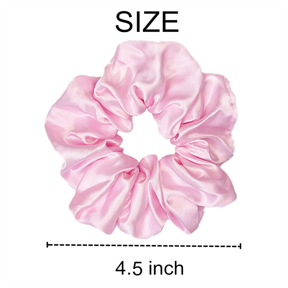 Sufermoe satin silk hair scrunchie displaying 4.5-inch diameter for various hair types