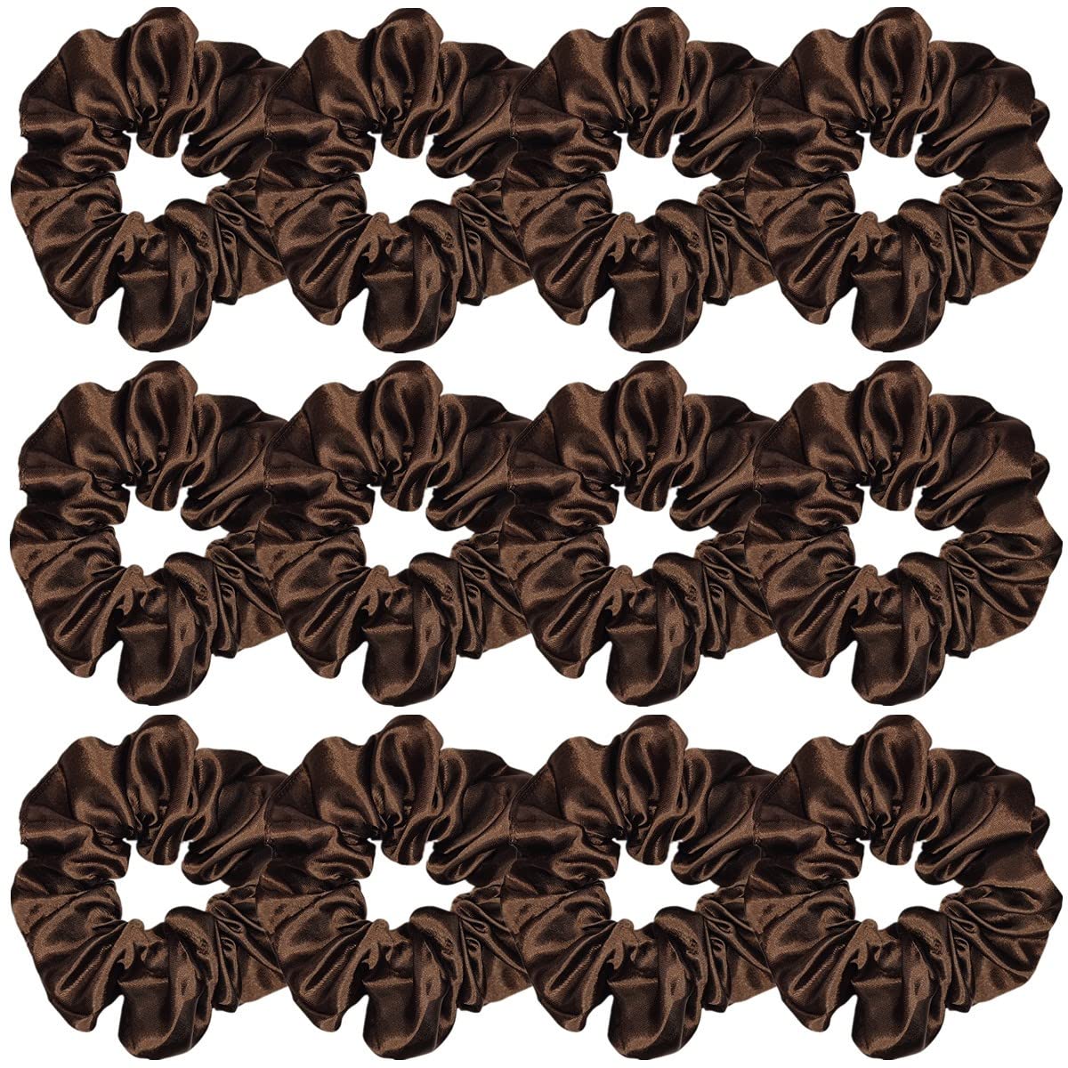 Sufermoe satin silk hair scrunchie in dark brown, 4.5-inch diameter for versatile looks.