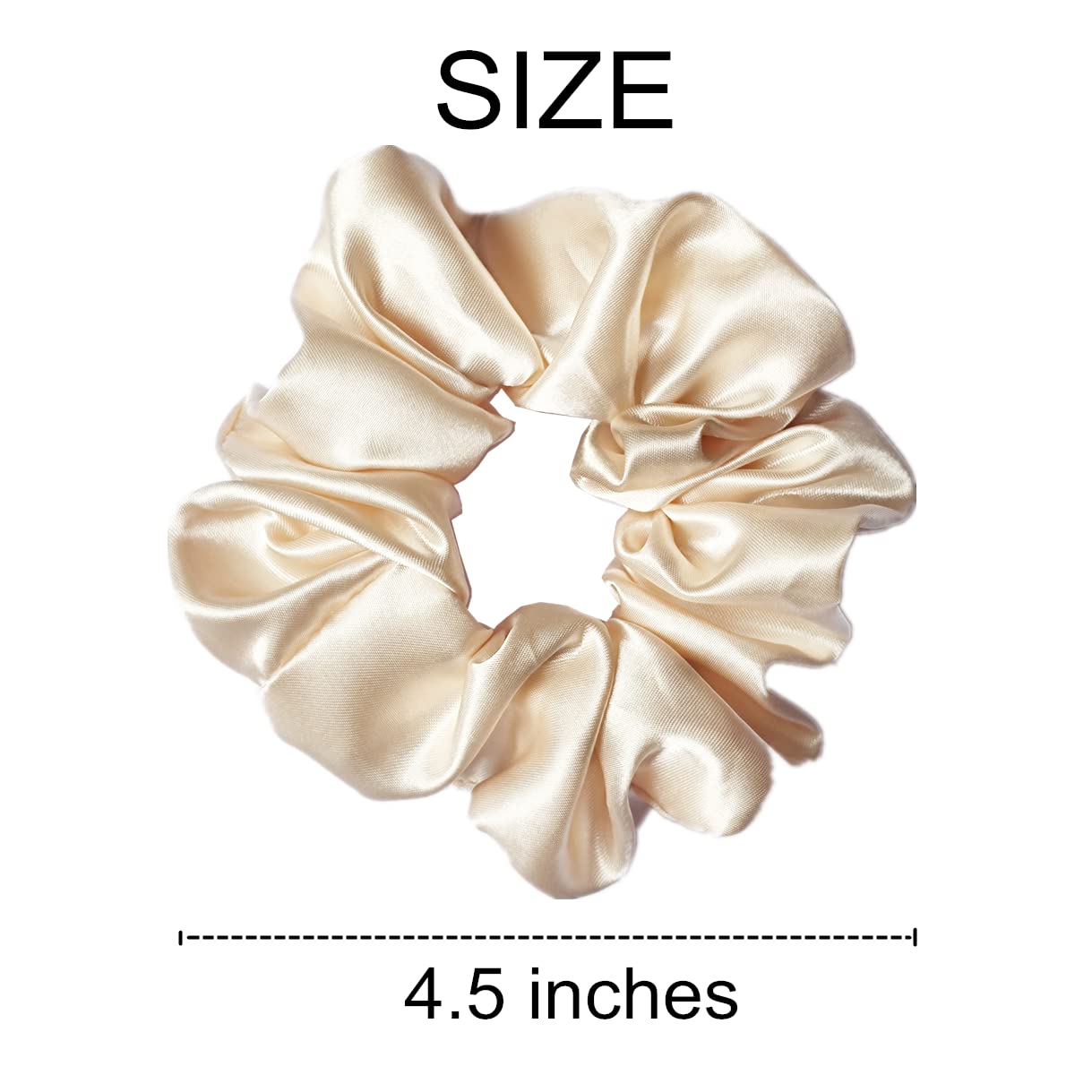 Sufermoe beige satin silk scrunchies close-up shows soft resilient material