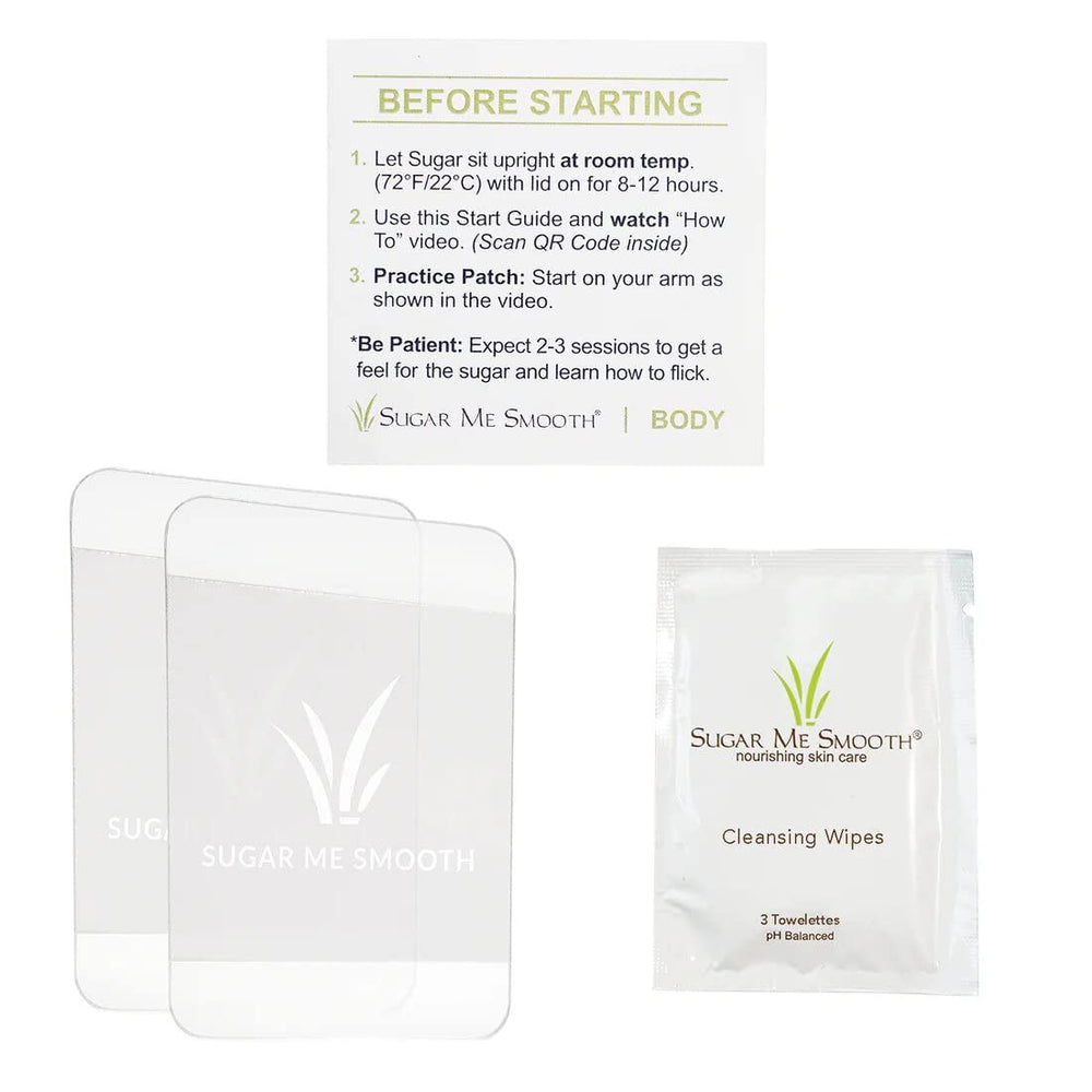 Natural ingredients label on Sugar Me Smooth product emphasizing toxin free formula