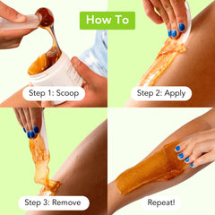Water soluble cleanup shown after waxing with Sugar Me Smooth