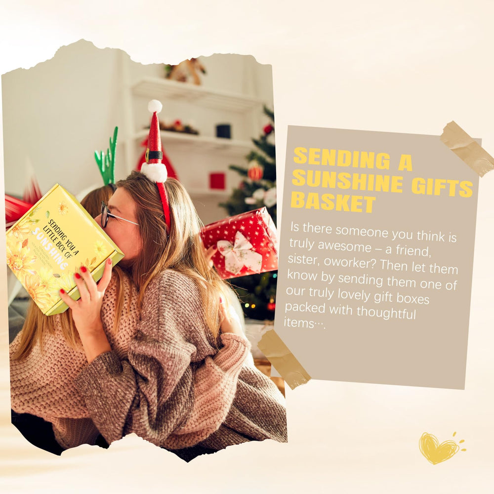 Suhctuptx greeting card and box convey a sunshine-themed message