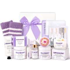 Suhctuptx spa gift basket lavender theme for relaxing home spa moments