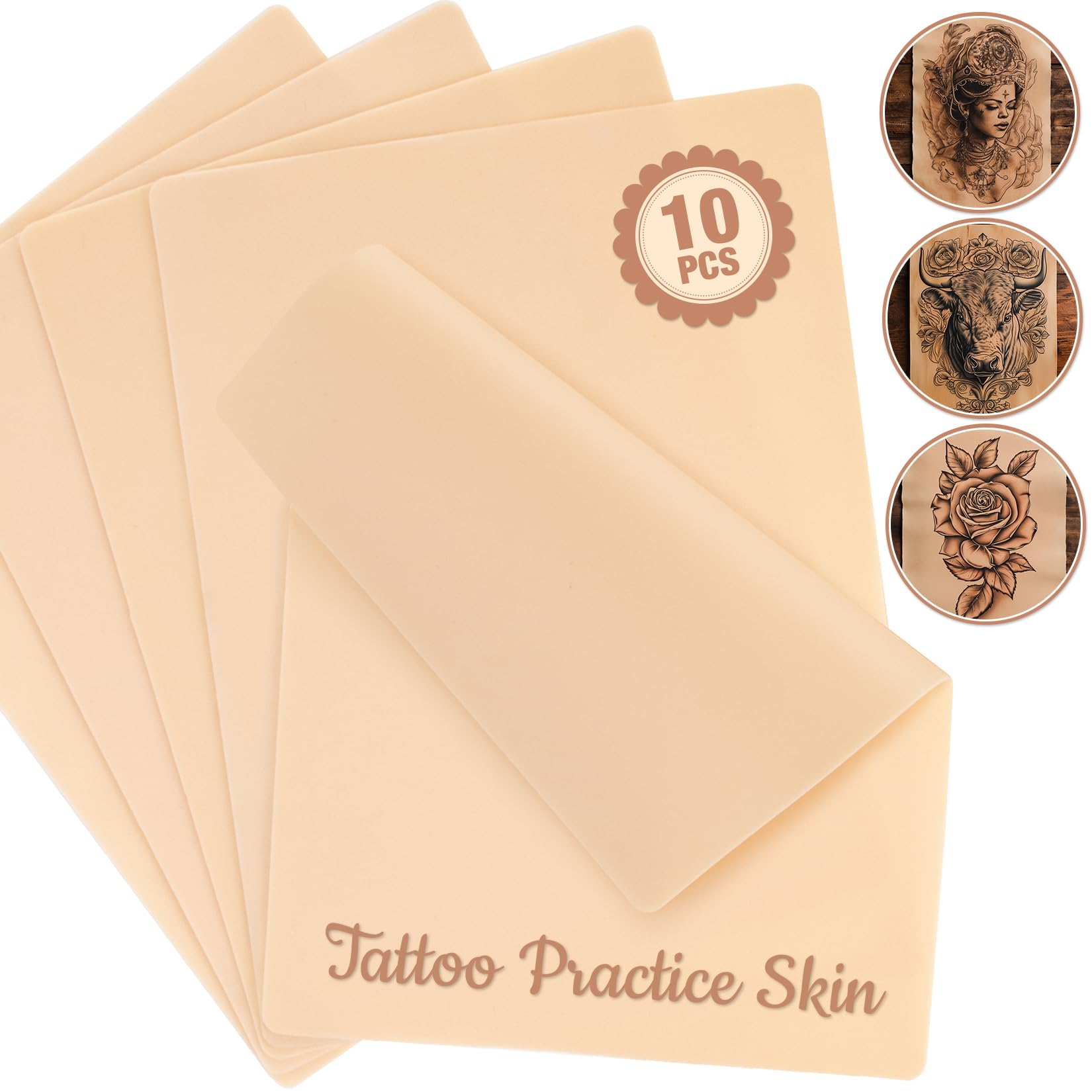 Sukh blank tattoo skin 7.4x5.6 double-sided surface for realistic practice and line work.