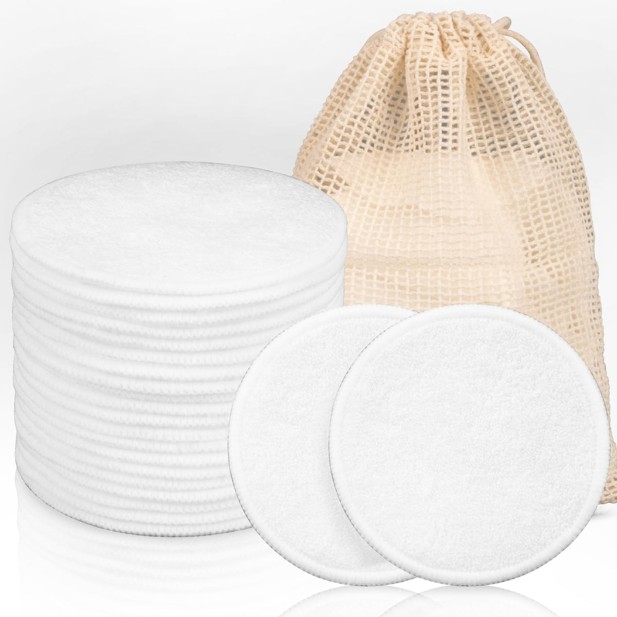 Sukh Round Rounds packaging shows eco-friendly reusable makeup remover pads and bag for on-the-go use.