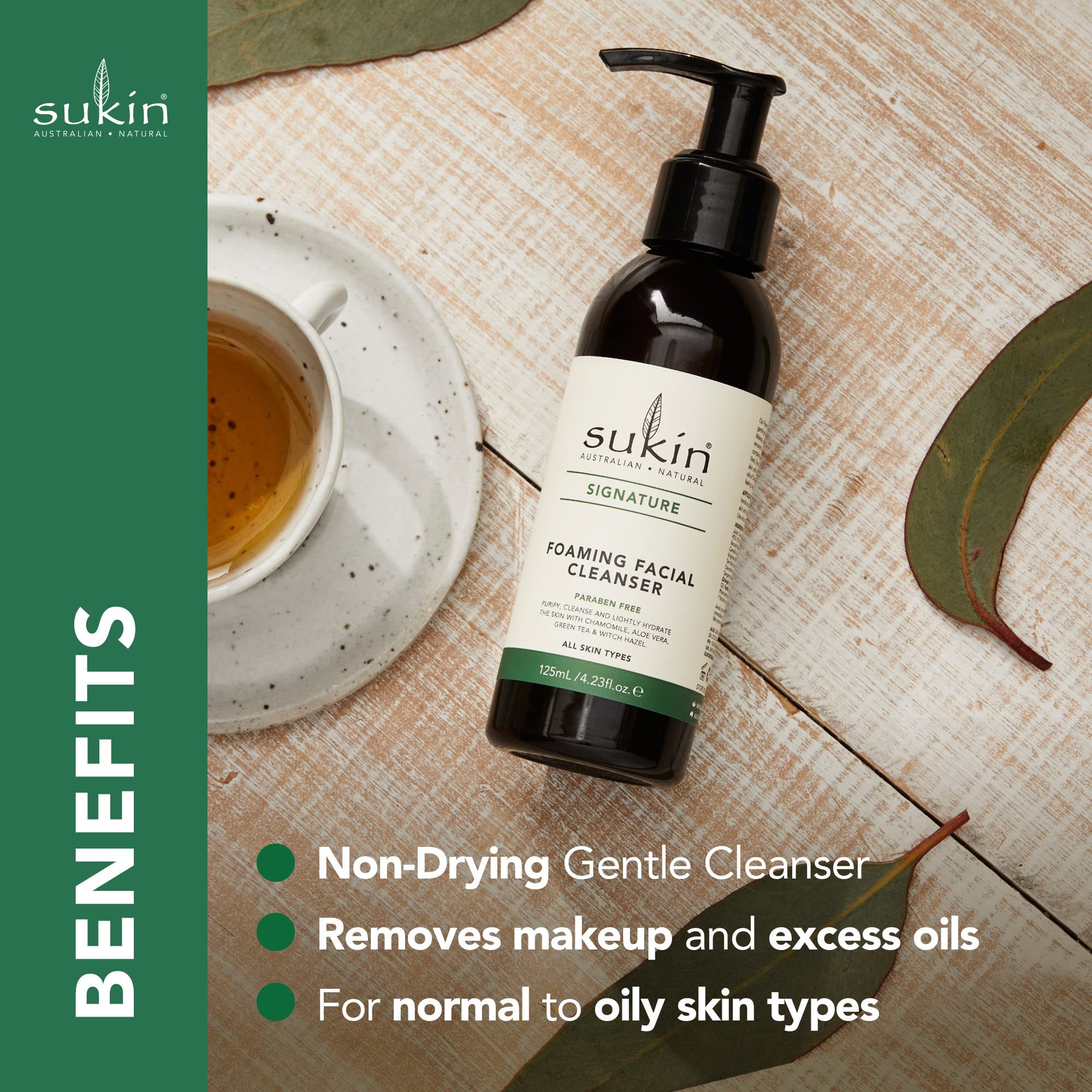Sukin limpiador facial espuma envase dispensador experiencia suave