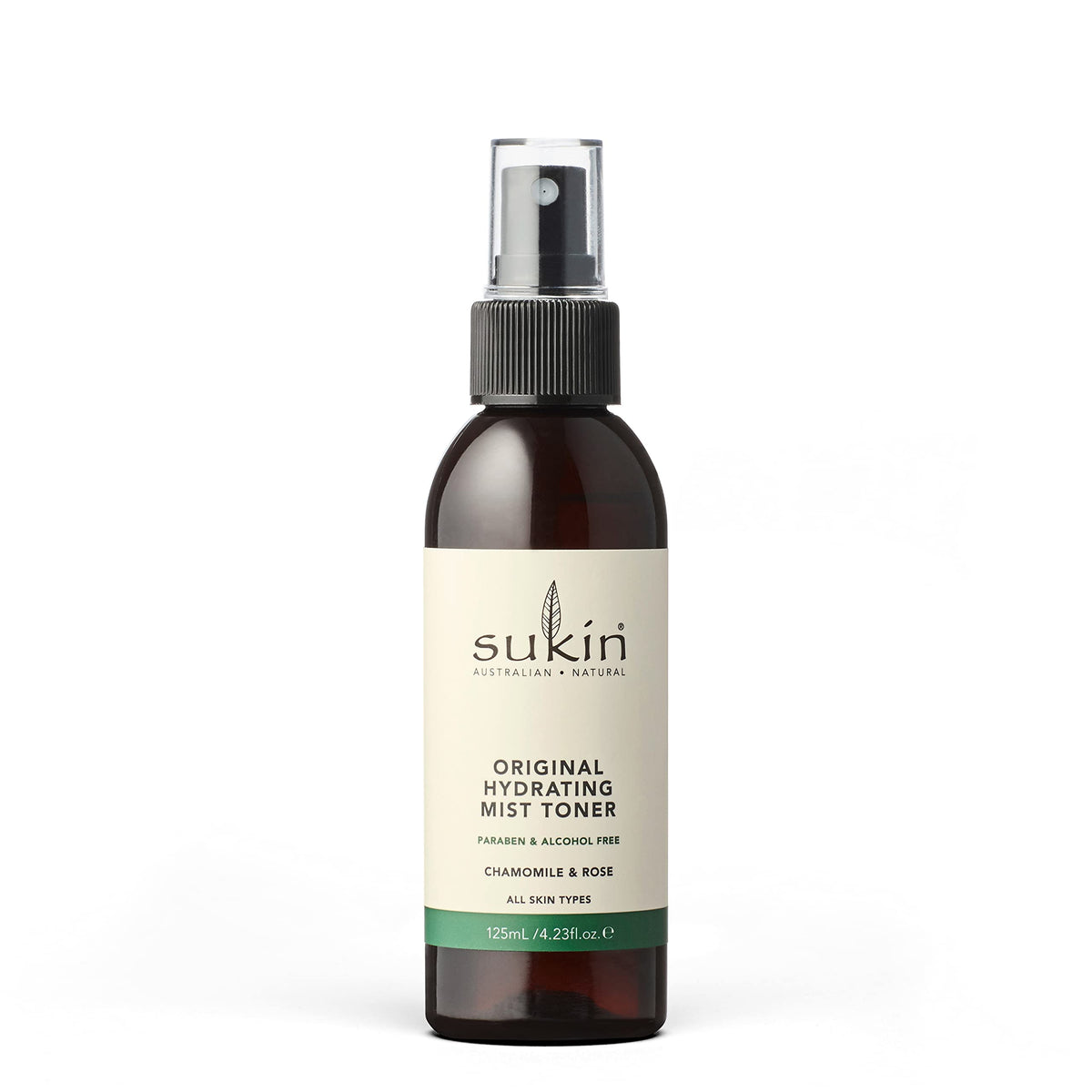 Sukin Organics Hidratante Mist Toner Rosa, botella que refresca rostro y cuello.