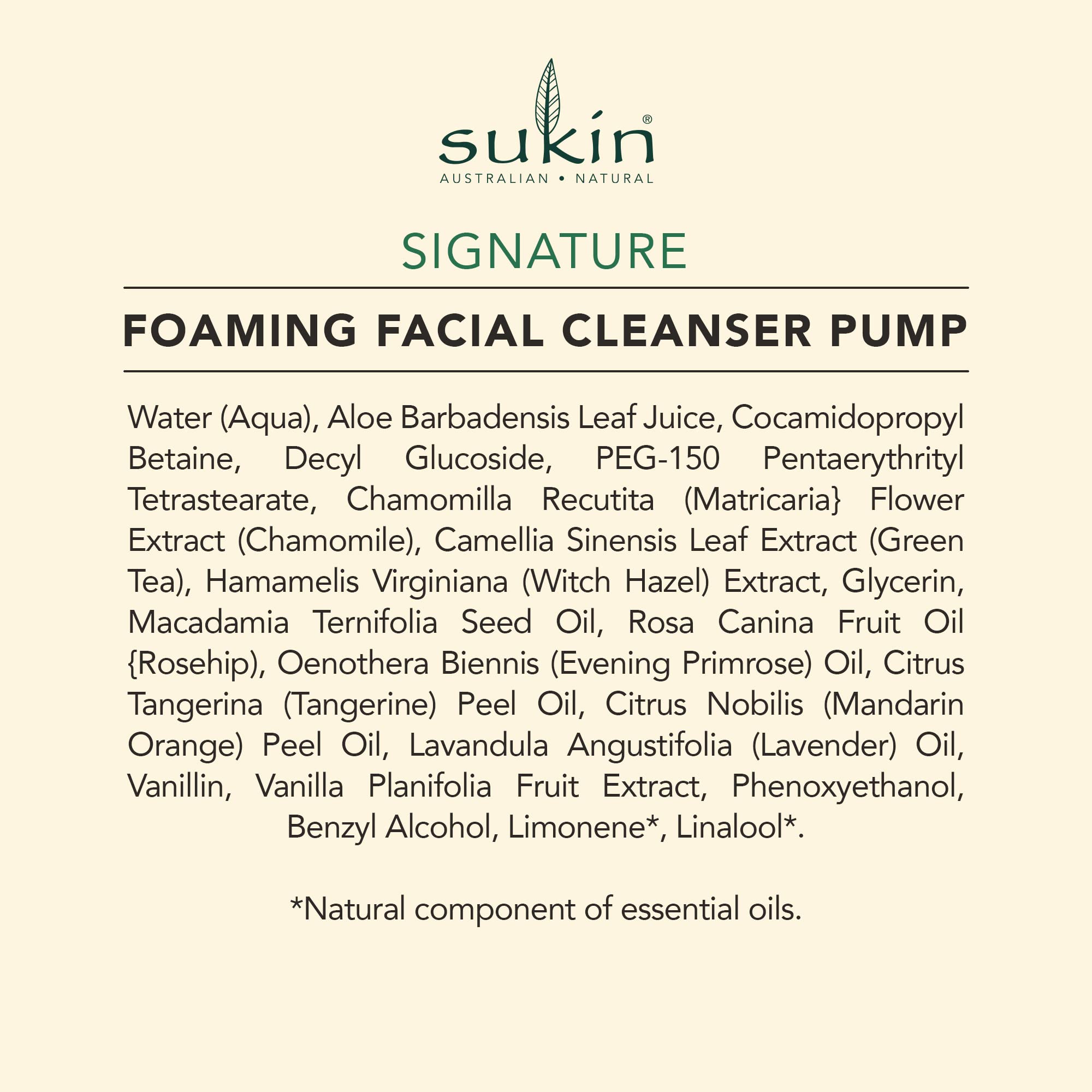 Sukin Vegan Natural Ingredients panel highlights plant-based formulation.