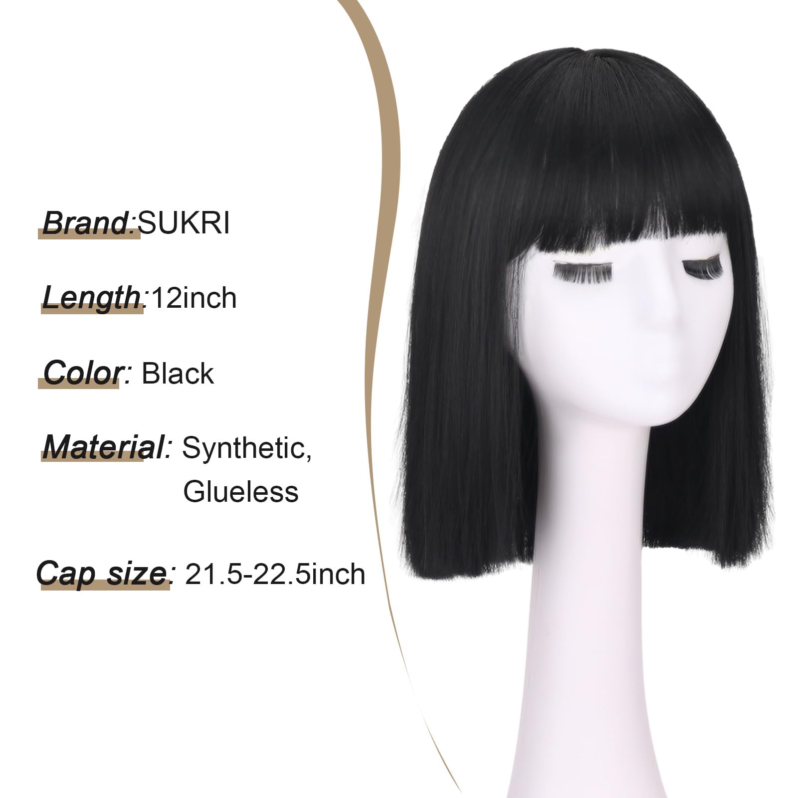 SUKRI heat-resistant synthetic hair wig, easy to comb and maintain.