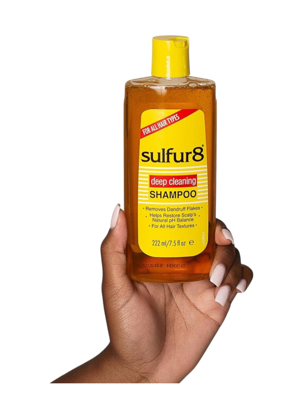 Sulfur8 anti-dandruff shampoo lather demonstrates exfoliating cleansing for itchy scalp