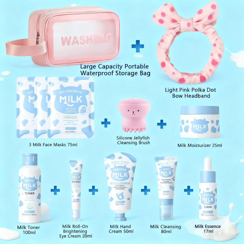 Sulily Milk Skin Care Set pink cleansing brush; gentle cleansing and massage