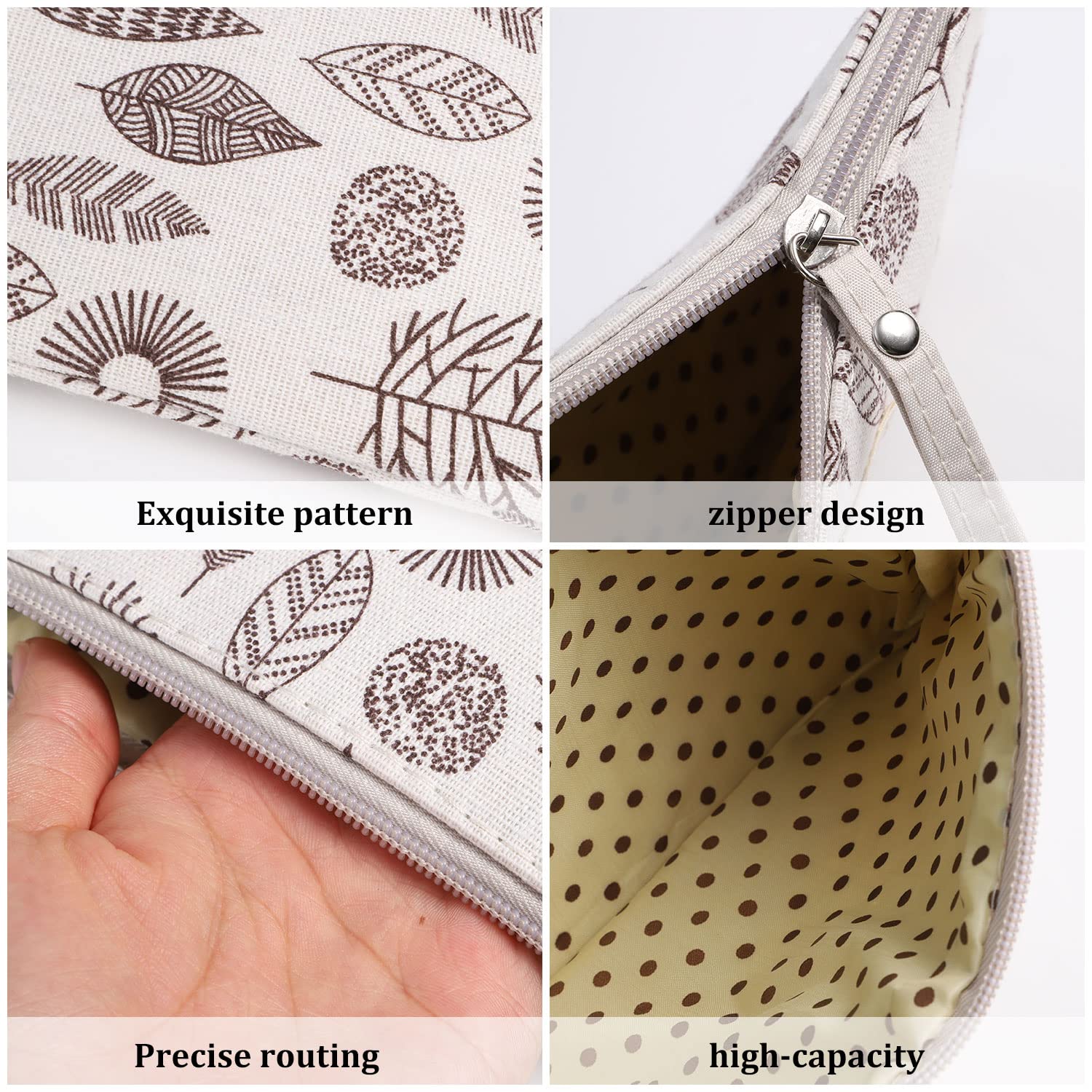 SUMAJU canvas cosmetic bags pattern-4 shows multiple pockets for easy organization