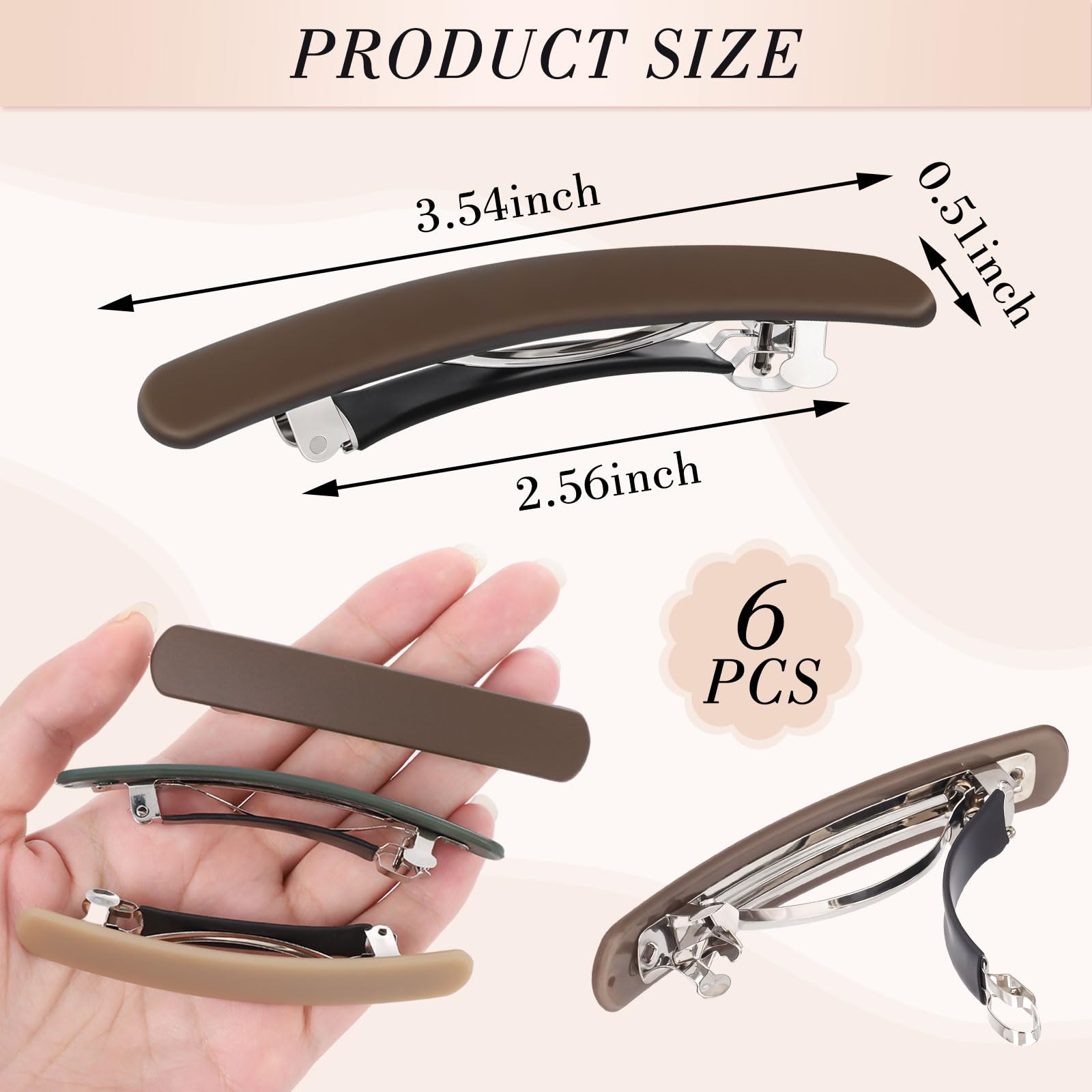 SUMAJU flat hair clips in six colors ready to match different hair tones.