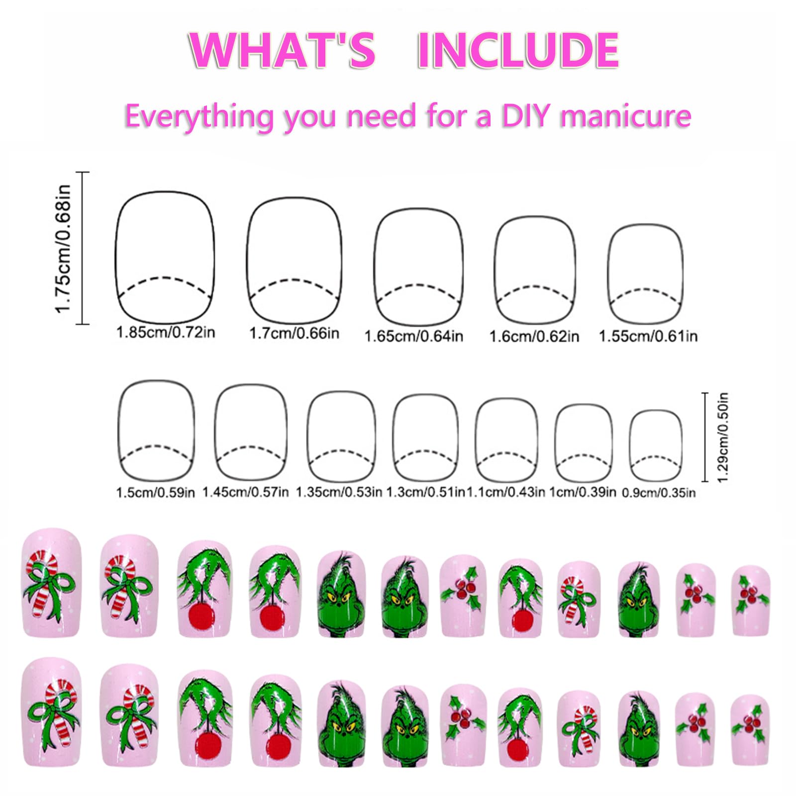 SUMELAY Grinch-design nails add playful winter charm.