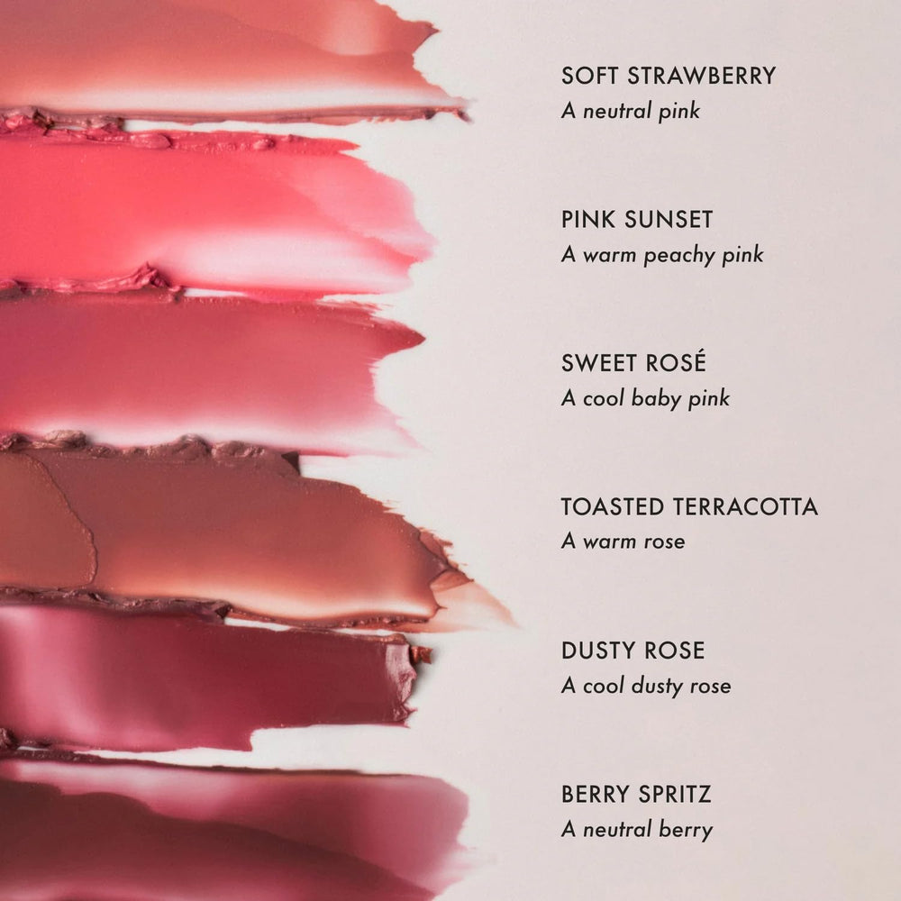 Summer Fridays Blush Butter Balm highlights hyaluronic acid benefits for hydration.