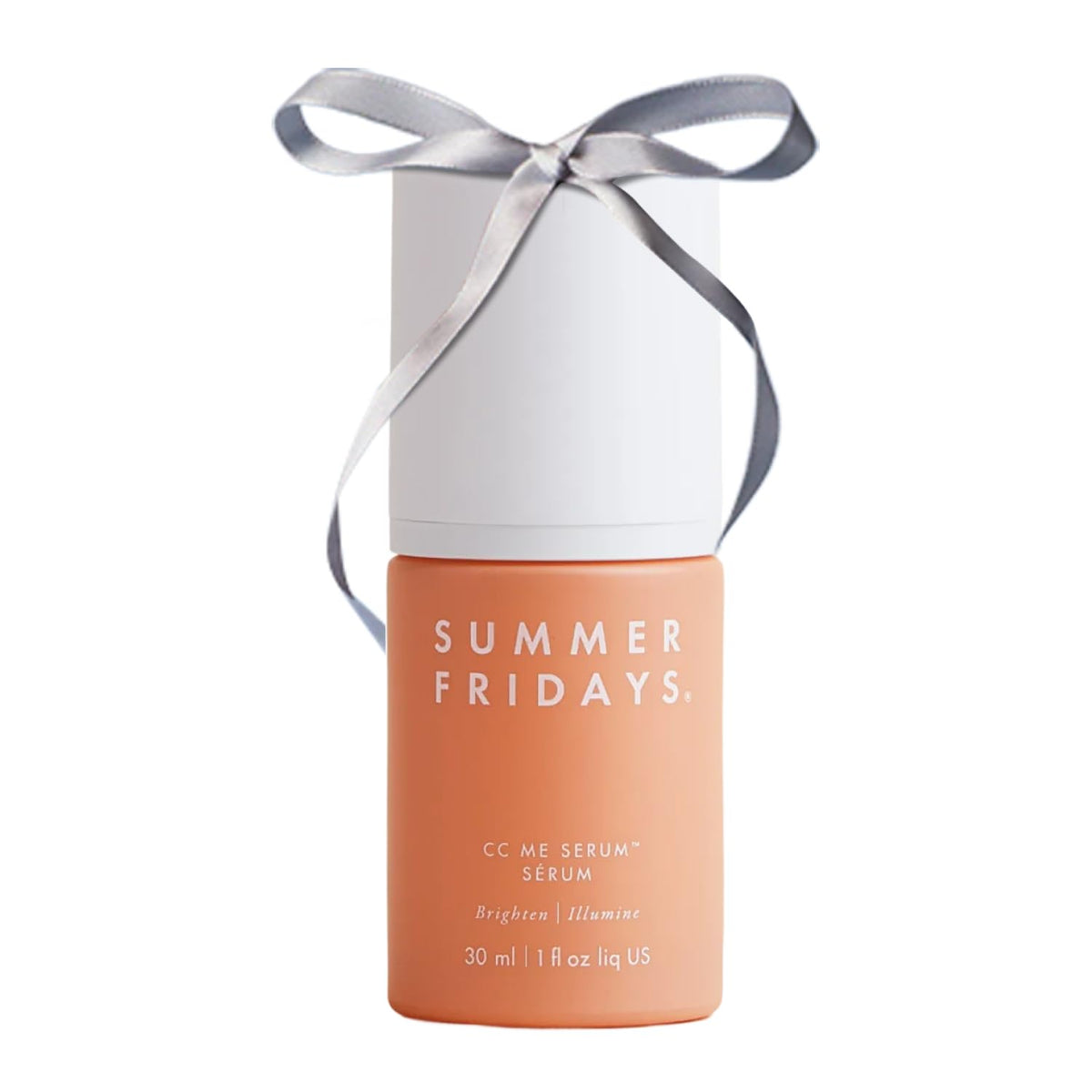 Summer Fridays CC Me Serum bottle closeup highlighting brightening formula.