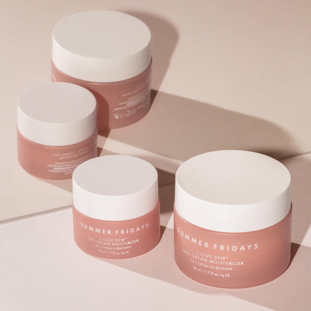 Summer Fridays Cloud Dew Gel Cream glow closeup suggests dewy, healthy-looking skin.