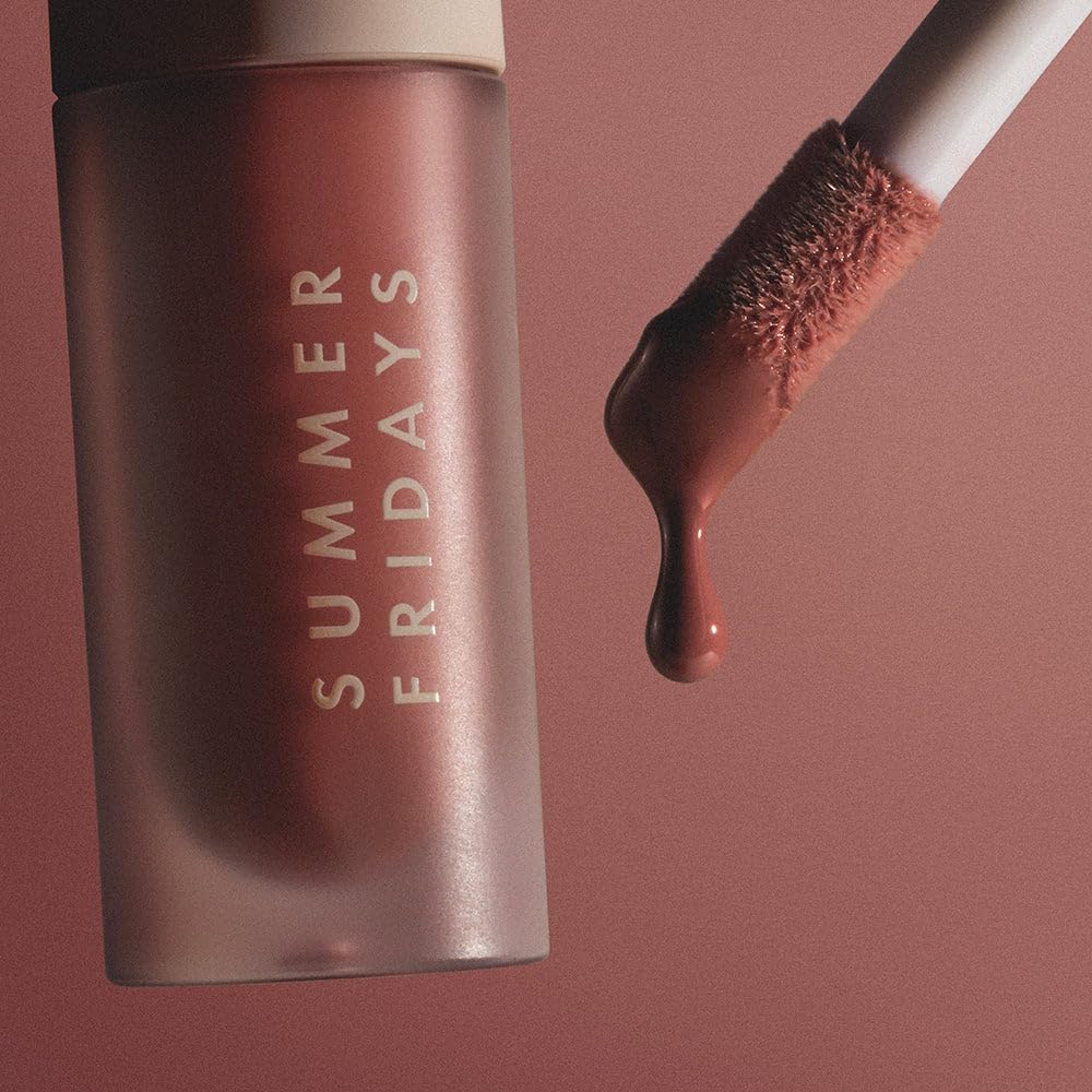 Summer Fridays Dream Lip Oil layered over lipstick for added dimension